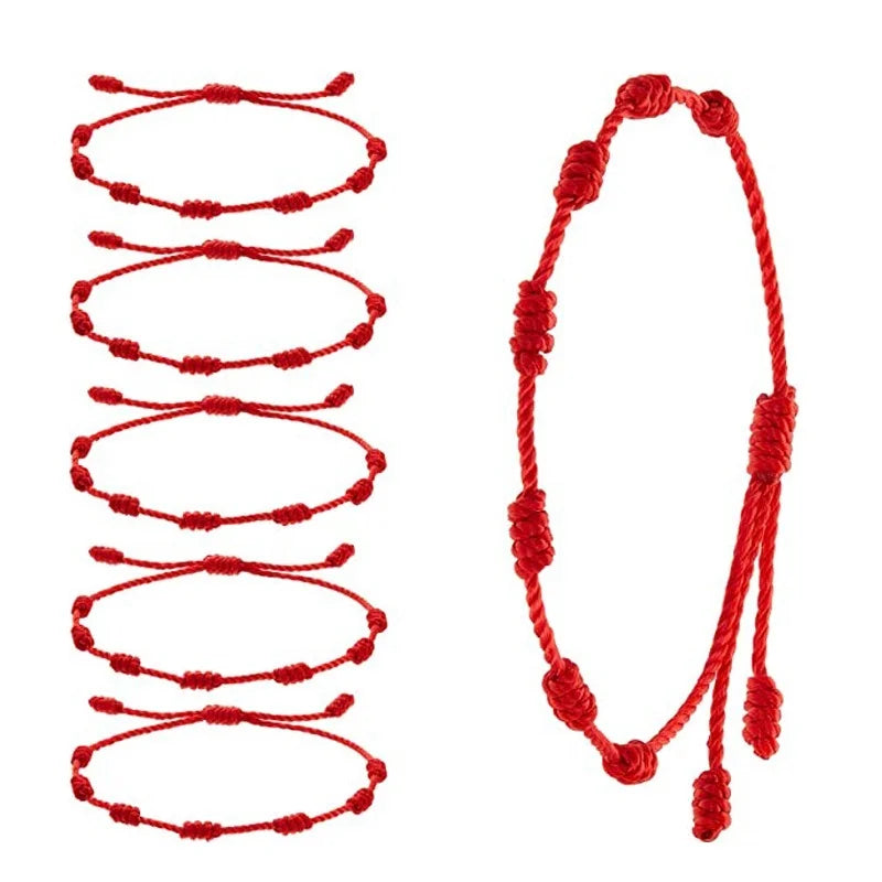 Hand-Woven Red Friendship Bracelet Set
