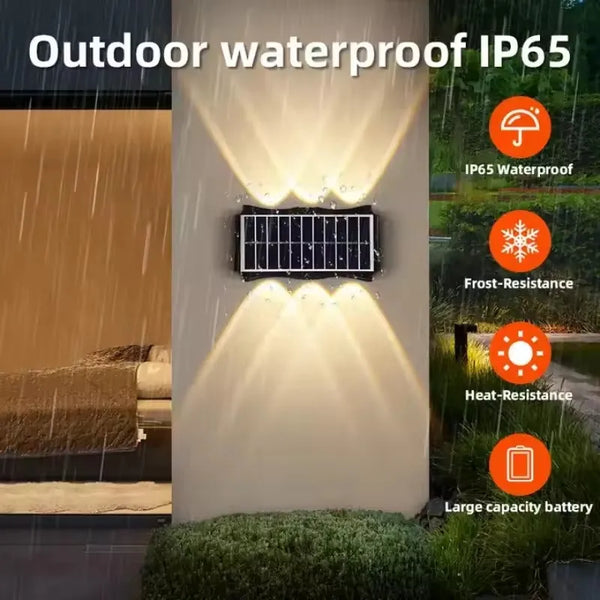 Luz de pared LED solar IP65, resistente al agua, heladas y calor