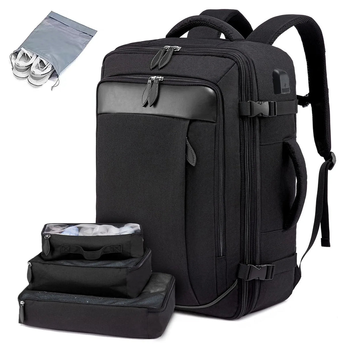 Expandable Travel Backpack with 4 Packing Cubes