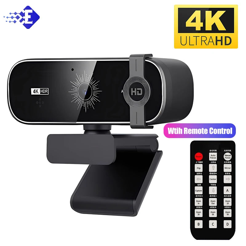 4K Webcam with Autofocus, Remote Control & Privacy Cover