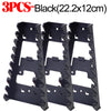 Three black heavy-duty ABS wrench organizer trays with multi-slot storage racks