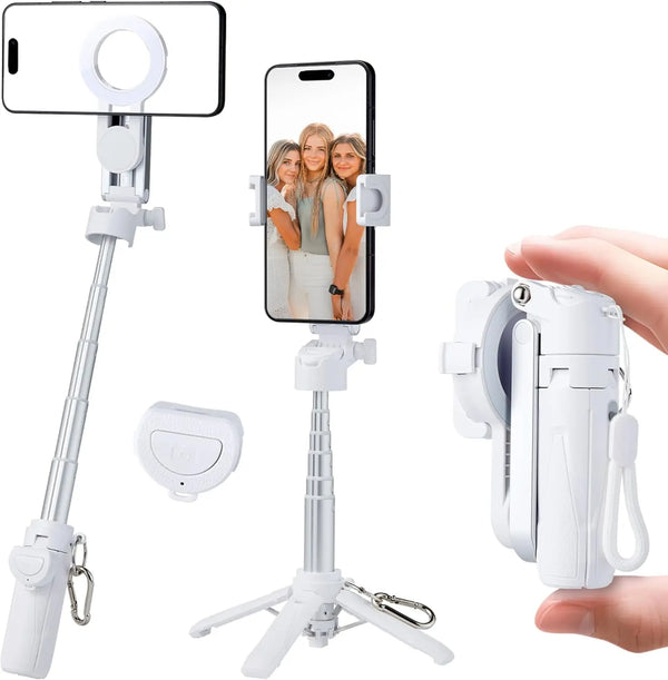 Compact Magnetic Selfie Stick Tripod with Bluetooth Remote