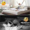 Comparison image showing an 8AM victory with wrinkle-free sheets and a 3AM nightmare with tangled loose sheets.