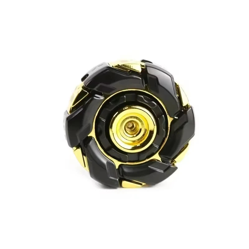 A black and gold precision metal fidget spinner with a multi-faceted design.