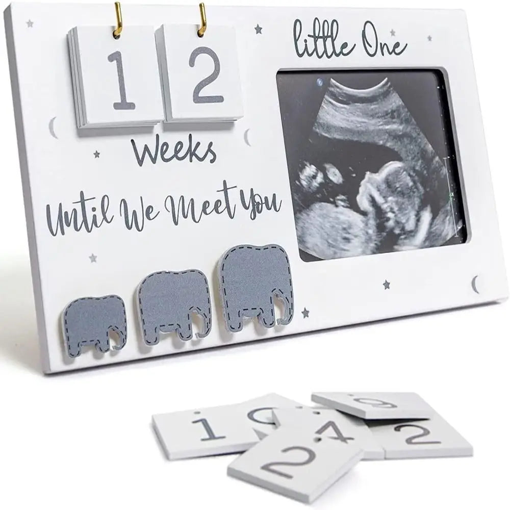 Wooden Pregnancy Countdown Picture Frame with Ultrasound Slot