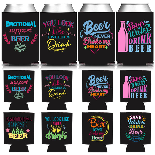 Funny Beer Can Cooler Sleeves - 12 Pack