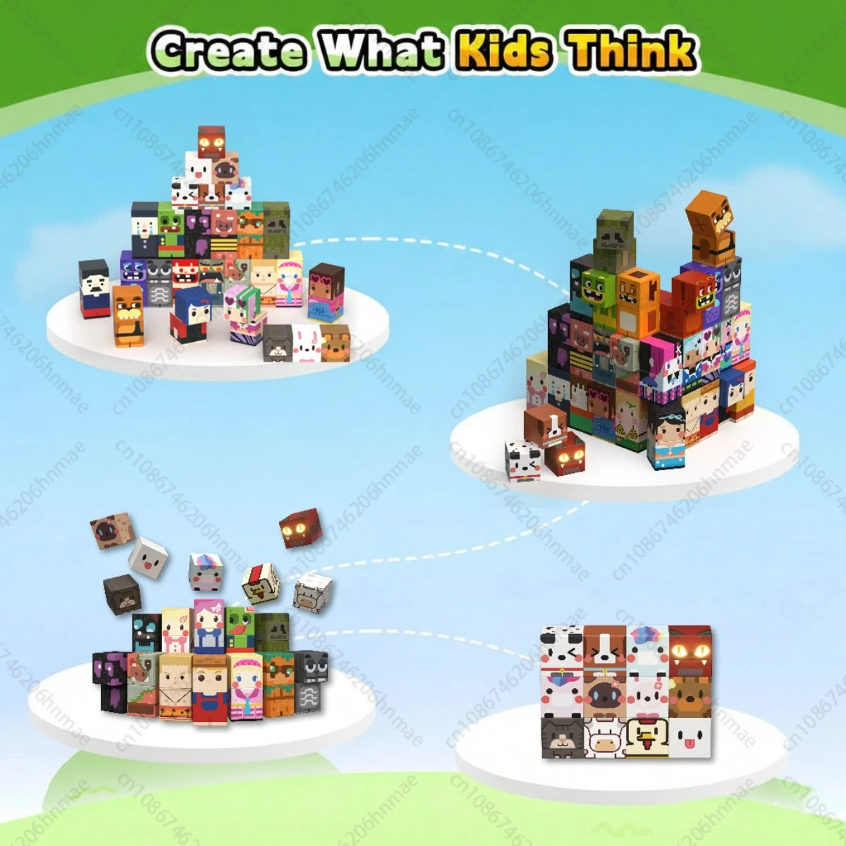 Magnetic Building Blocks with Mini Worlds and Character Figures