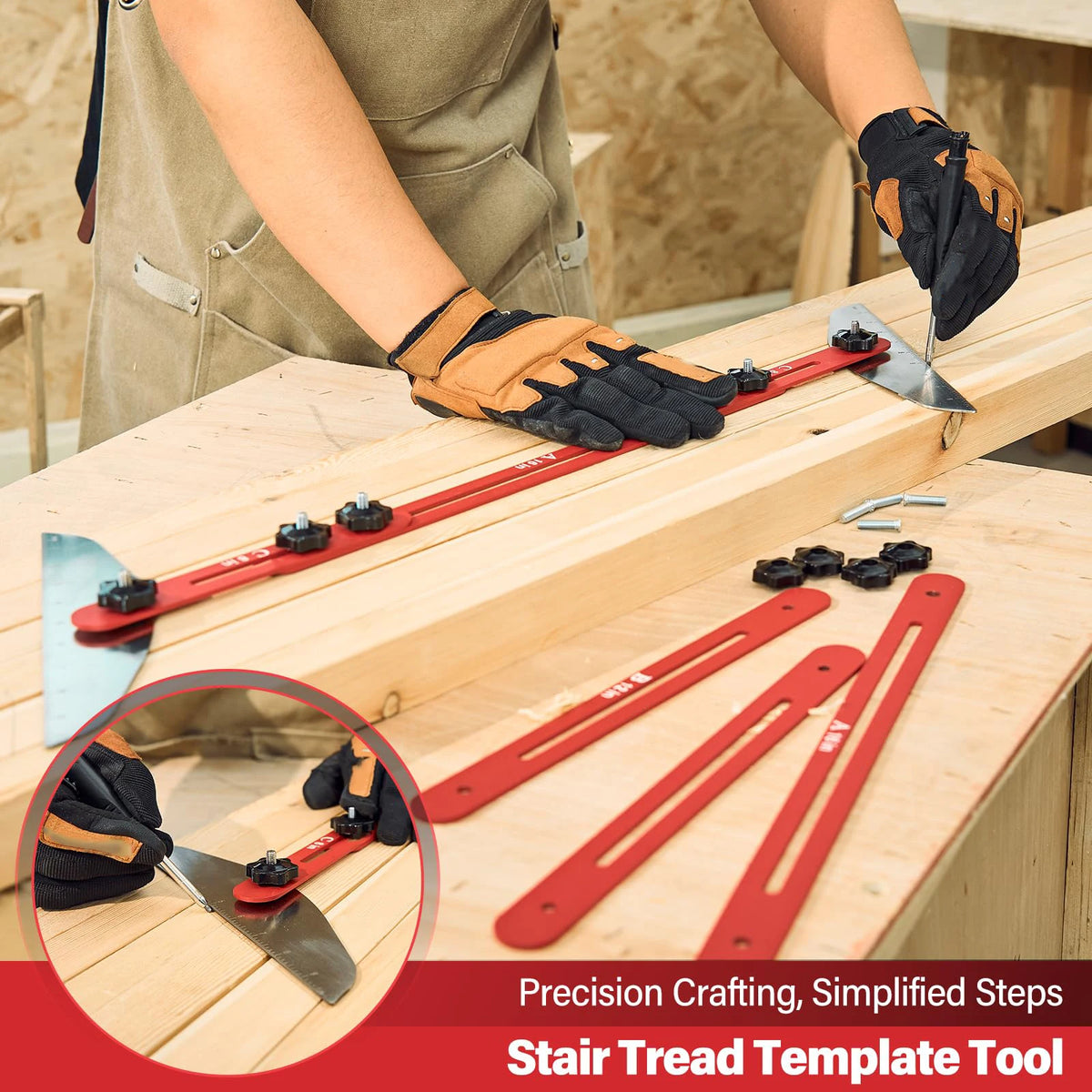 Adjustable Metal Stair Tread Gauge for Accurate Layout & Cutting
