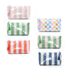 Large-Capacity Striped Cosmetic Bag with Contrasting Design
