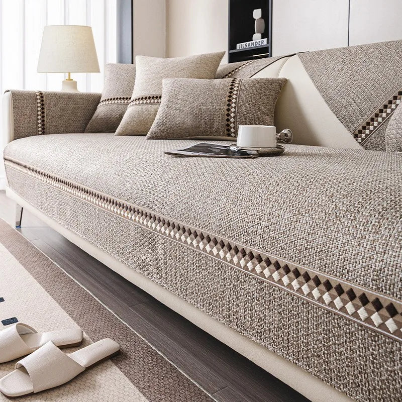 Non-Slip Dustproof Cotton-Linen Sofa Cover