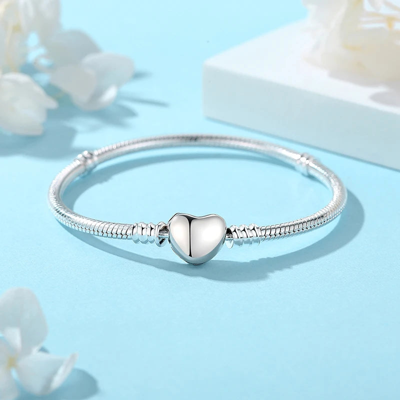 925 Sterling Silver Heart Charm Bracelet