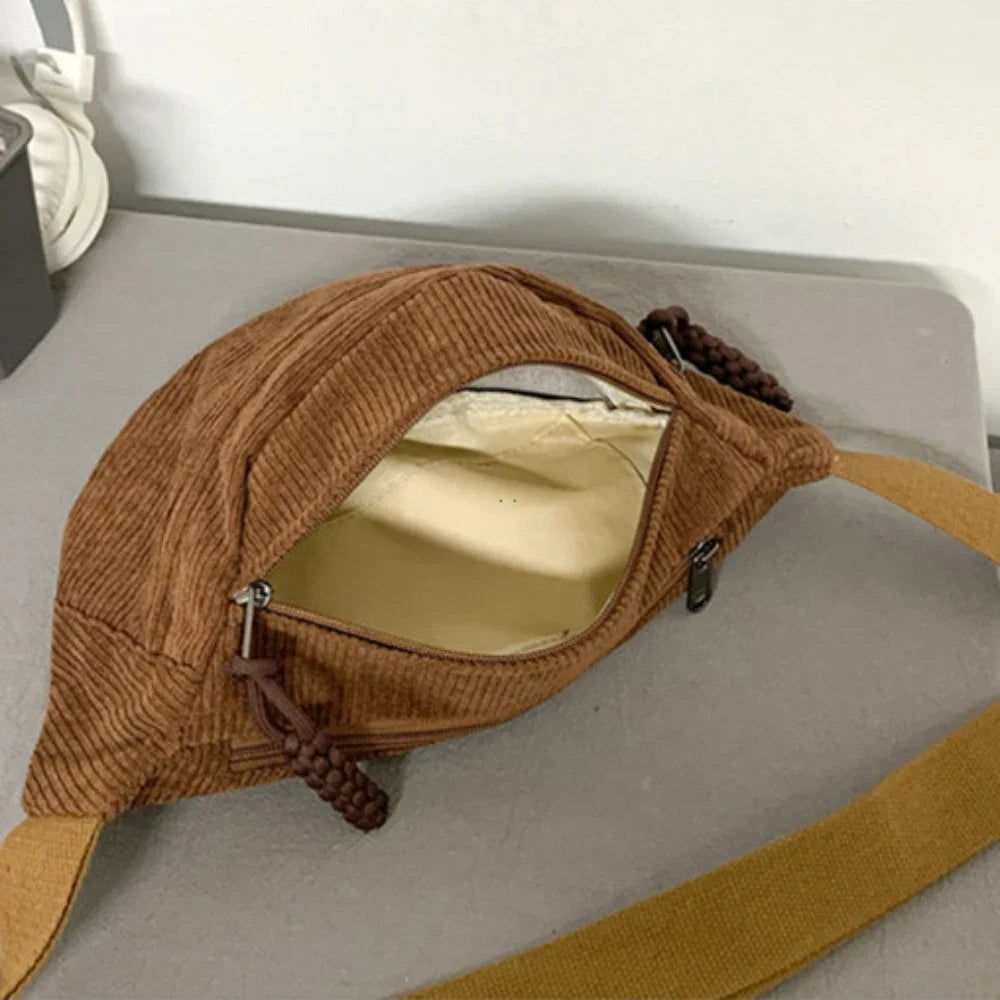 Corduroy Waist Pack for Women – Versatile Crossbody & Shoulder Bag