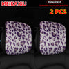 Leopard Print Plush Car Headrest Cover, Set of 2