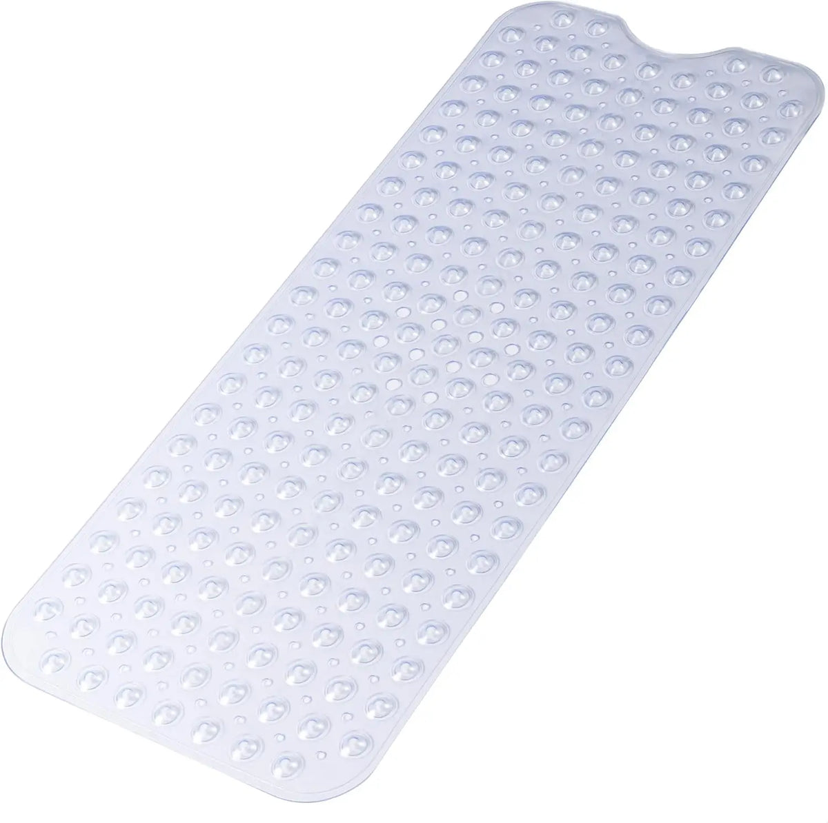 A white non-slip bathtub mat with numerous suction cups for grip.