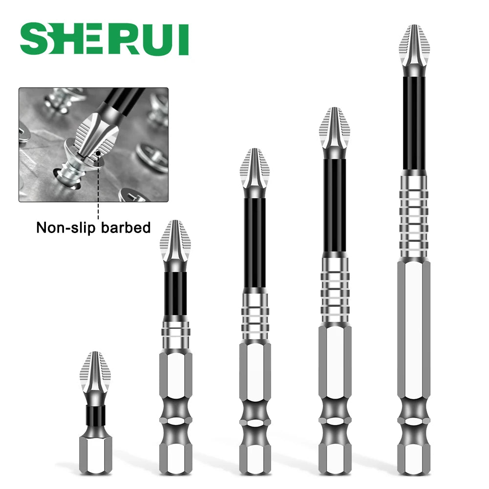 Magnetic Cross Head Screwdriver Bit Set (S2 Steel, Anti-Slip)