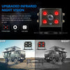 An upgraded infrared night vision camera module with four LEDs and an F1.8 aperture.