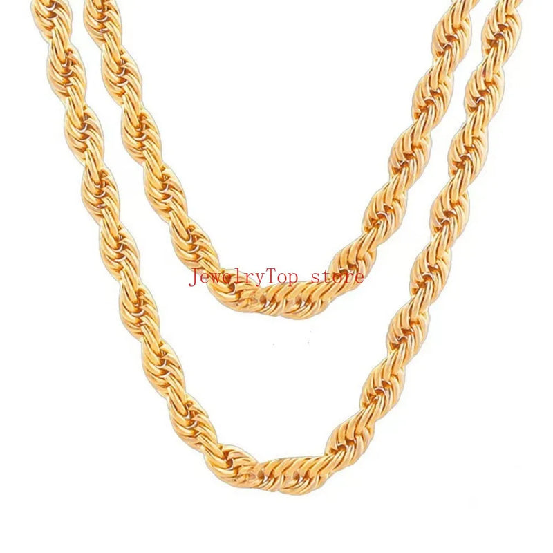18K Gold-Plated 4mm Rope Chain Necklace