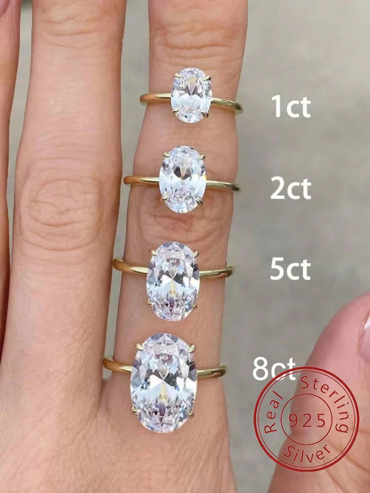 Oval Zircon Sterling Silver Ring