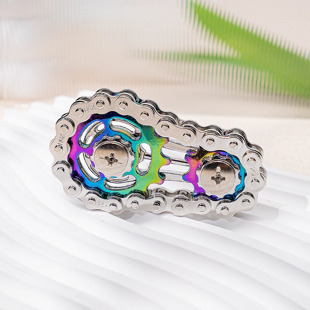 Rainbow iridescent sprocket fidget spinner hand spinner made of silent zinc alloy