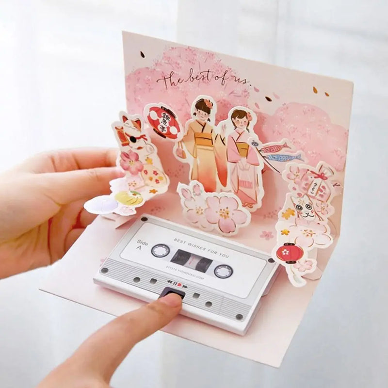 Recordable Voice Greeting Card with Cassette Design