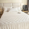Quilted Solid Color Bed Skirt with Pleated Ruffle