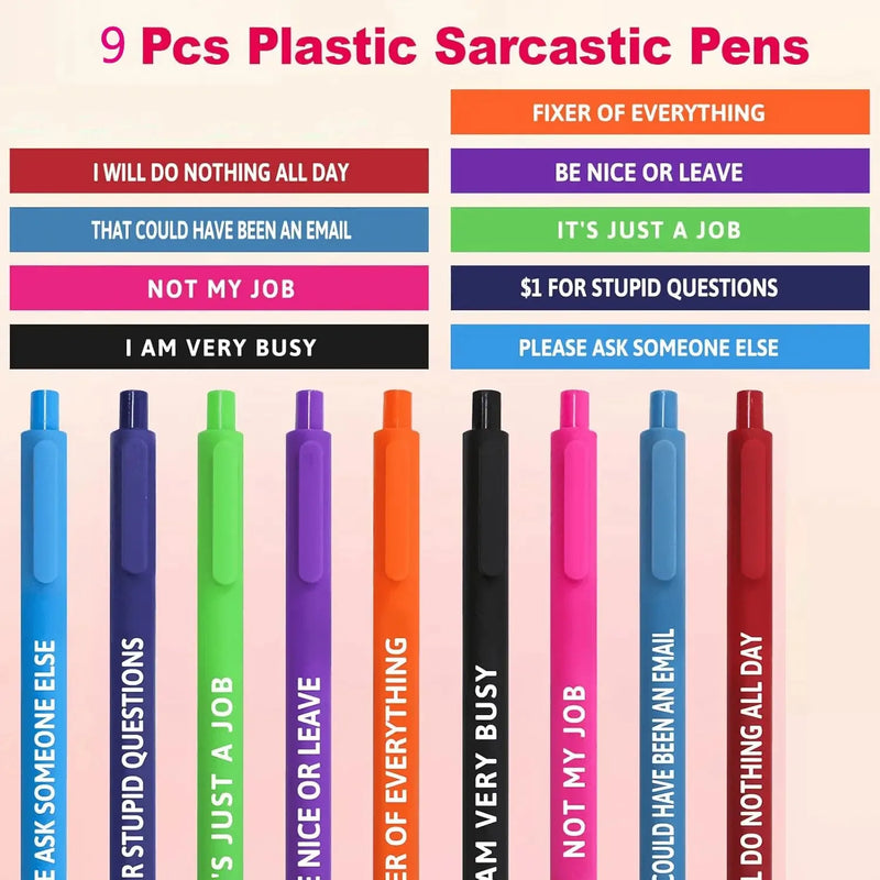 Satirical Quote Ballpoint Pen Set (9-Pack)