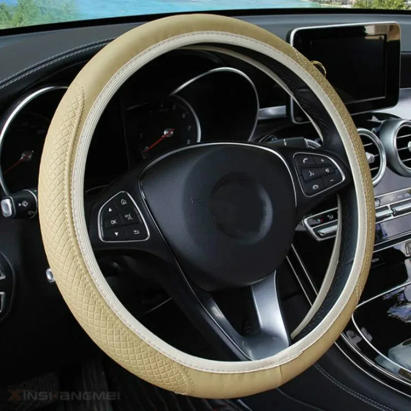Premium Anti-Slip Leather Car Steering Wheel Cover