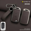 Brown shell bracelet clasp key case cover for car models shown with a leather strap and a separate button view