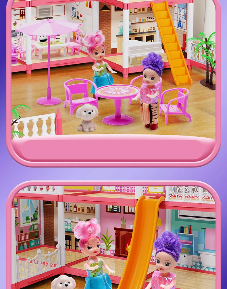 Enchanted Princess Castle DIY Dollhouse with LED Lights