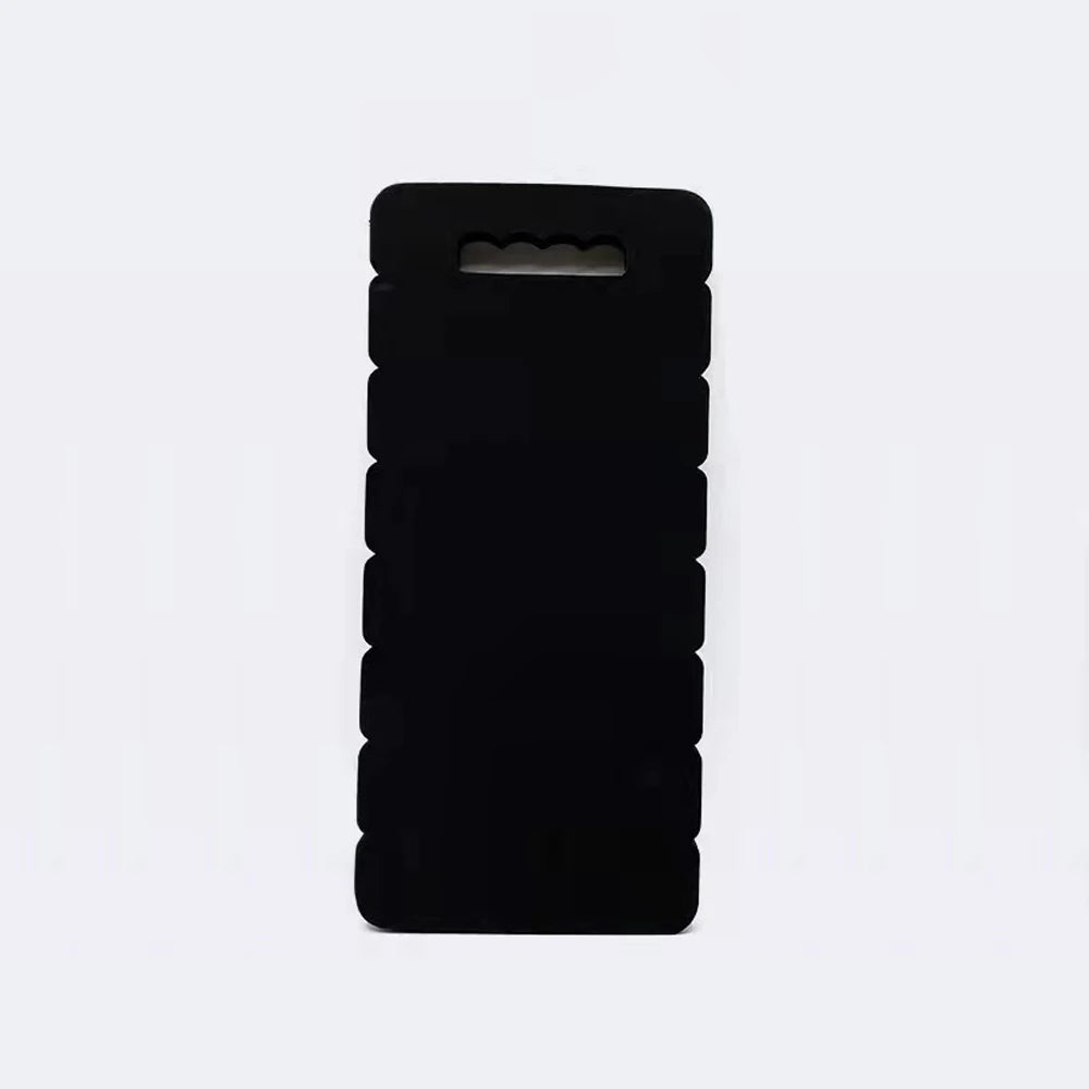 Black high-density foam kneeling pad with a handle for gardening, yoga, and work