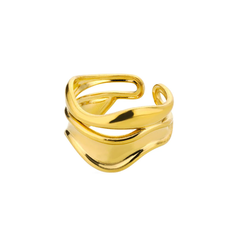Waterproof Stainless Steel Ring with 18k Gold Plating