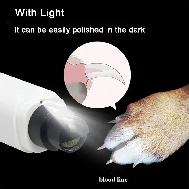 Quiet Electric Pet Nail Grinder with USB Rechargeable Battery & LED Light