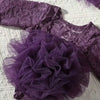 Newborn Knitted Lace Bodysuit Set with Puff Sleeves and Headband