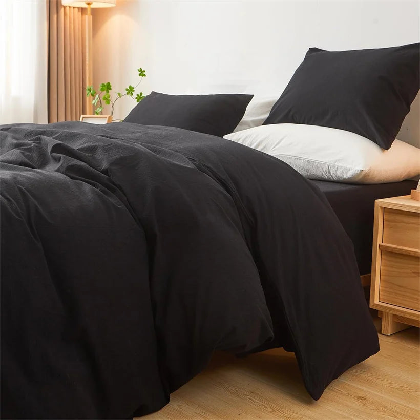 Washed Cotton Duvet Cover – Minimalist Solid Color Bedding
