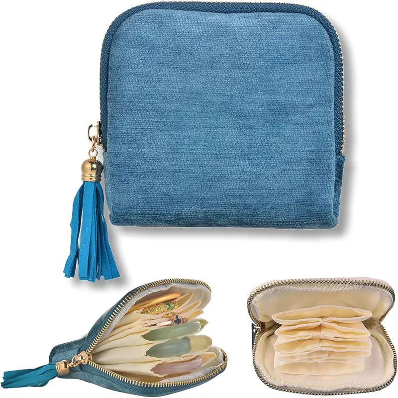 Velvet Jewelry Storage Pouch with Tassel — Travel Organizer for Rings, Bracelets & More