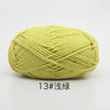 A ball of light yellow 13-strand yarn for knitting and crochet.