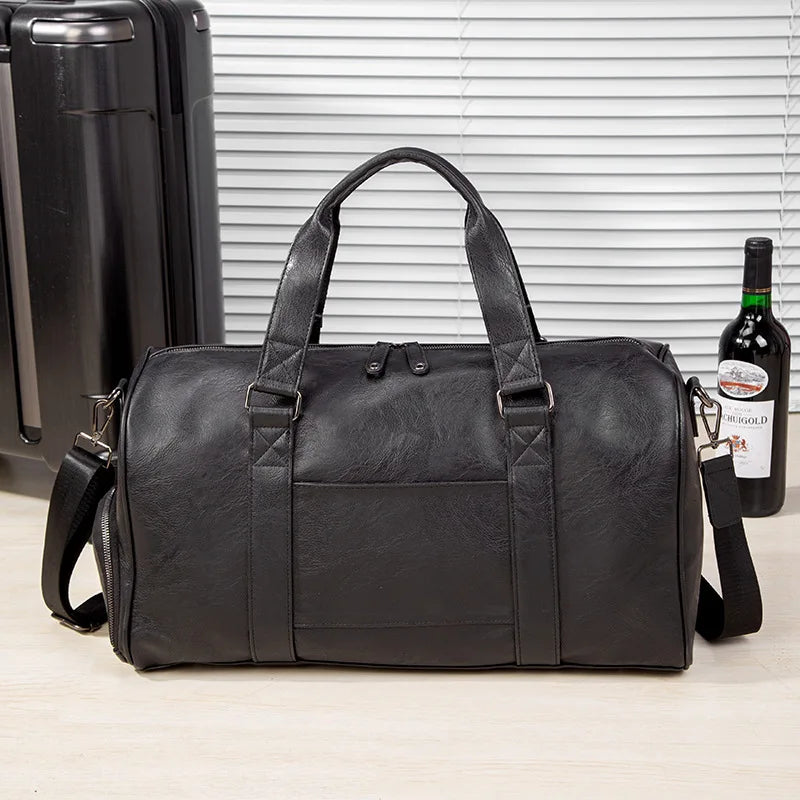 Herren Leder-Reise-Duffeltasche mit Schuhfach