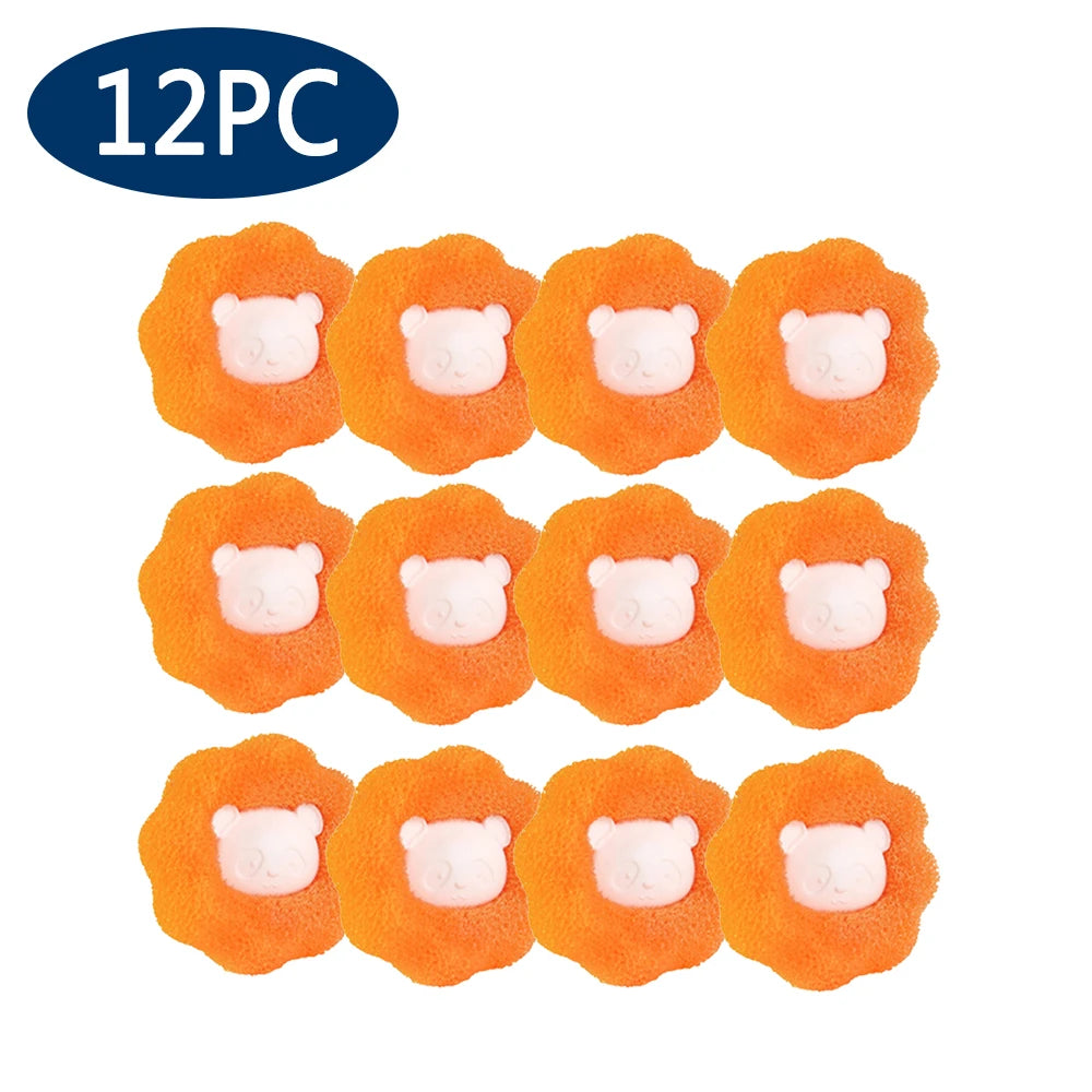 A set of twelve reusable laundry balls for pet hair and lint removal.