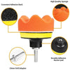 A set of 11 self-adhesive sponge polishing pads for car detailing, including a sponge, adapter, and backer pad.