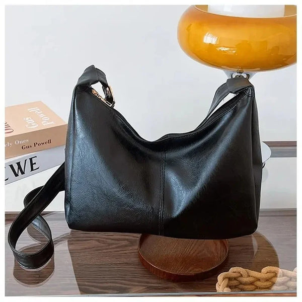 Vintage-Style PU Leather Tote Bag