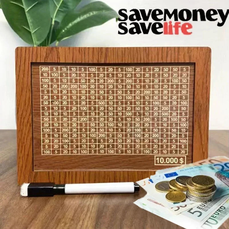 Retro Wooden Money Saving Box with Digital Counter