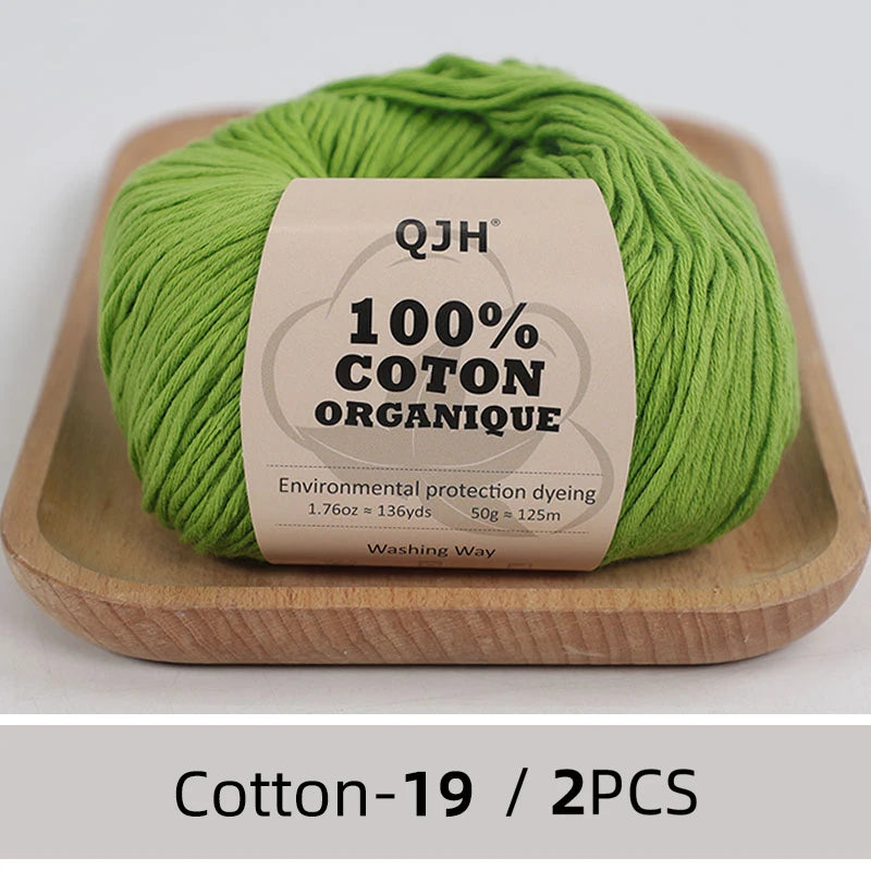 100% Organic Cotton Yarn for Knitting and Crocheting (2-Pack)
