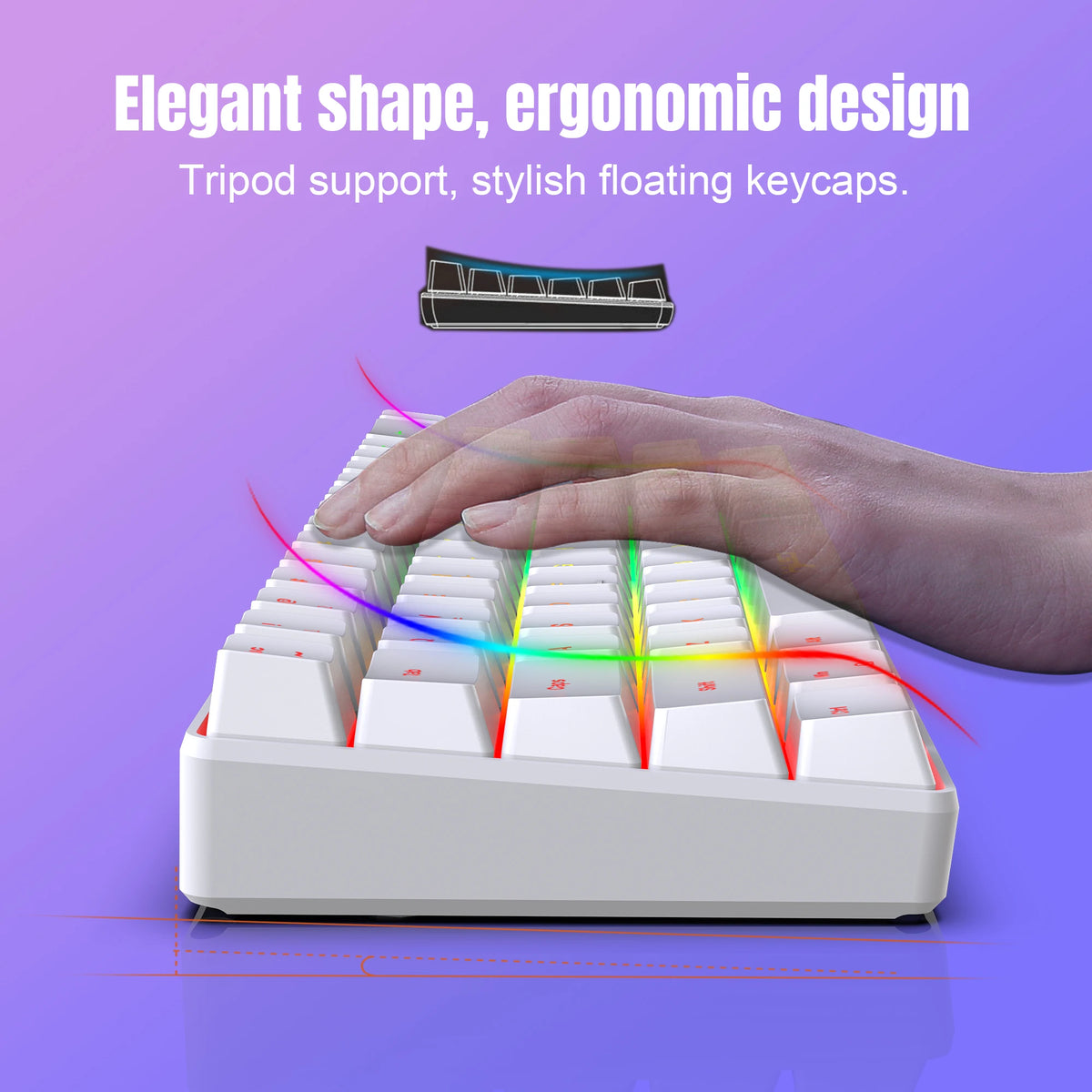 Compact 68-Key RGB Gaming Keyboard with USB Wired Connection