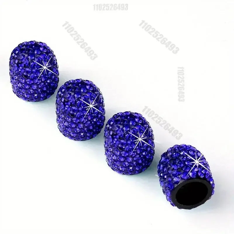 Ein Set aus tiefvioletten Kristalldiamant-Radventil-Kappen