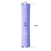 A vertical view of a purple double-headed shaver with a 15cm length and a 3.2cm diameter.