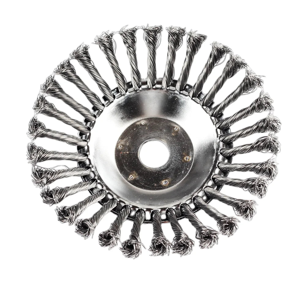 Silver carbon steel wire trimmer head with numerous fine wires for universal garden brush cutters