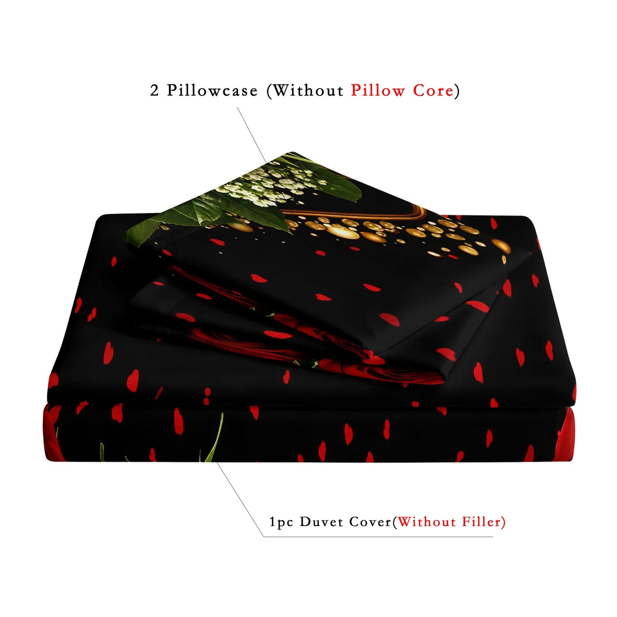 3-Piece Leopard Rose Print Duvet Cover Set