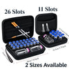 Black portable EVA hard case with 11 slots and 2 sizes available for storing insulin and peptide vials