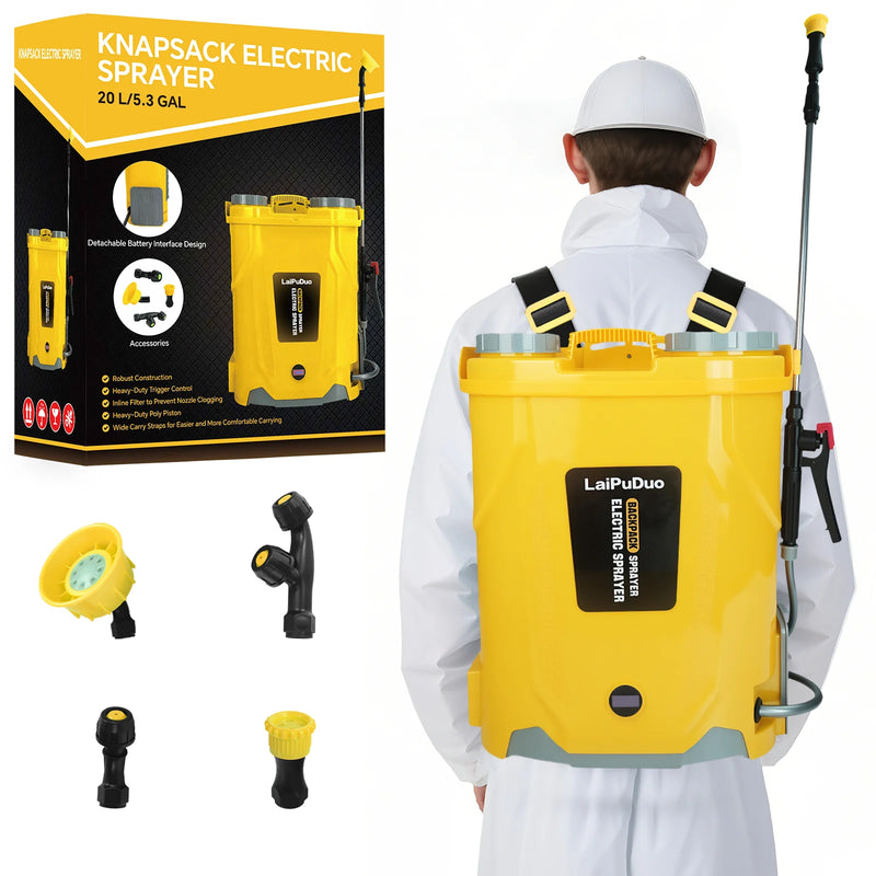 20V Battery-Powered Backpack Sprayer with Adjustable Pressure