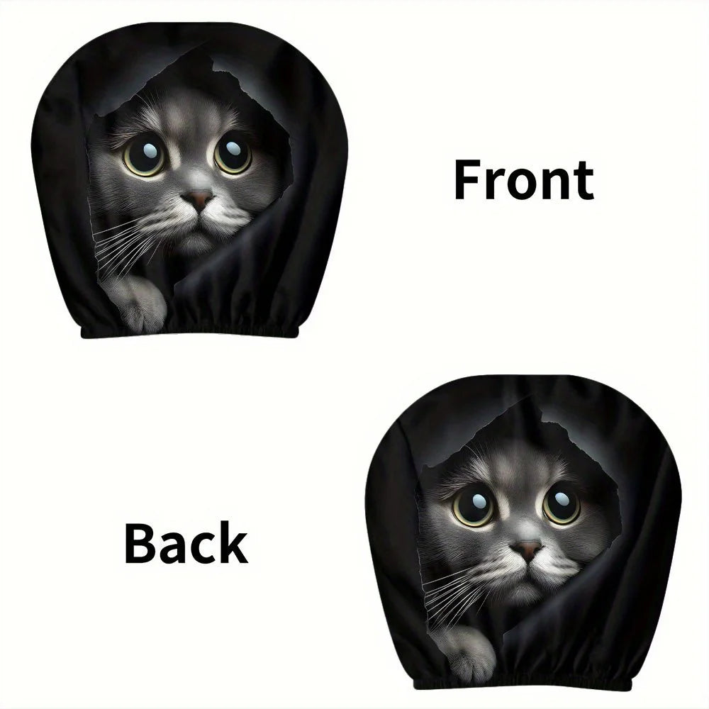 Cat Print Car Headrest Cover (Set of 2)